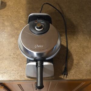 Oster Stainless Steel Waffle Maker with Black Handle